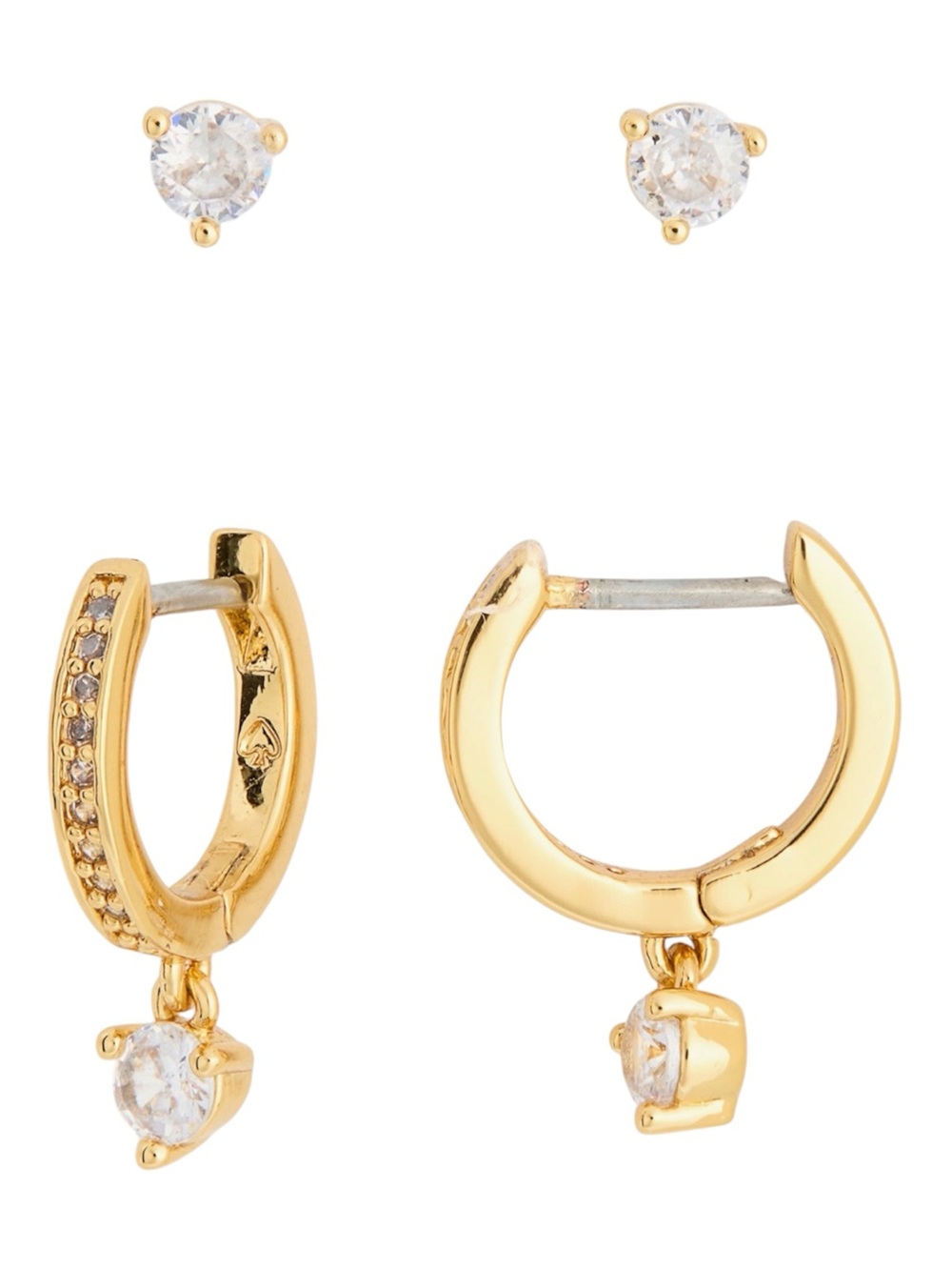 KATE SPADE Earring Stack Set Cubic Zirconia Treasure Trove Stud Huggie Hoop NWT